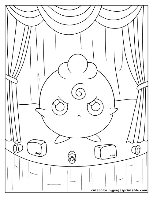 Pokemon Coloring Page Of Igglybuff Standing On Stage