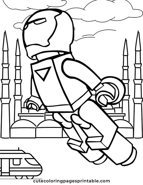 Iron Man Lego Flying Lego Coloring Page