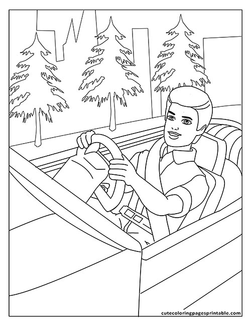 Barbie Coloring Page Of Ken Driving