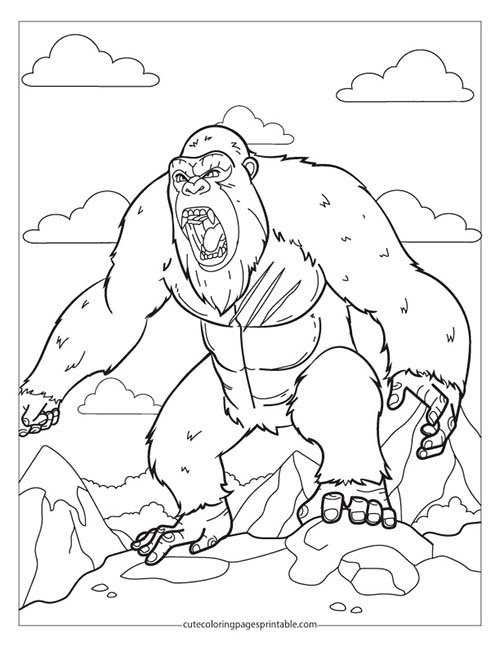 King Kong Roaring Godzilla Coloring Page