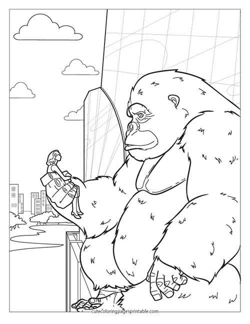 Godzilla Coloring Page Of King Kong Holding A Person