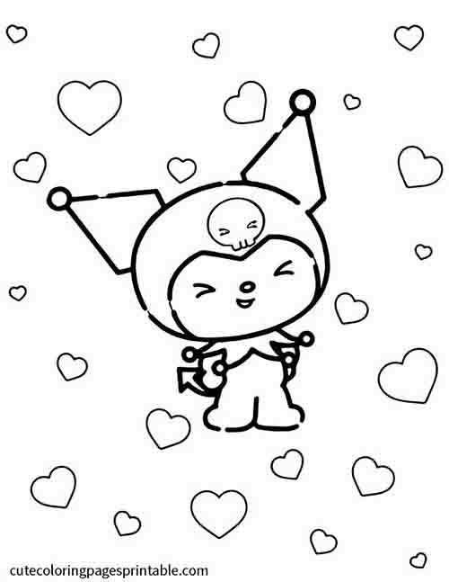 Sanrio Coloring Page Of Kuromi With Hearts