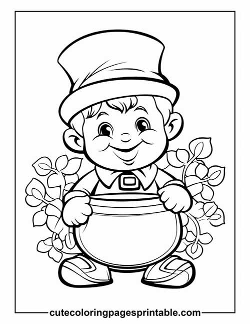 Leprechaun Holding Flowers Coloring Page