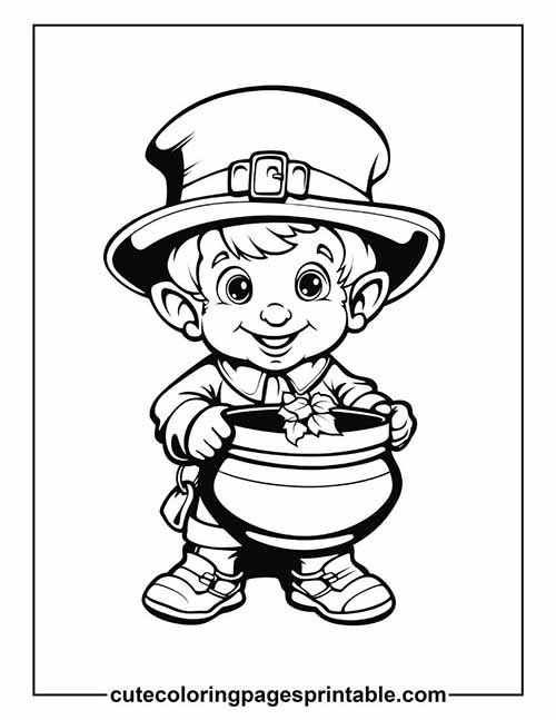Coloring Page Of Leprechaun Smiling With A Hat
