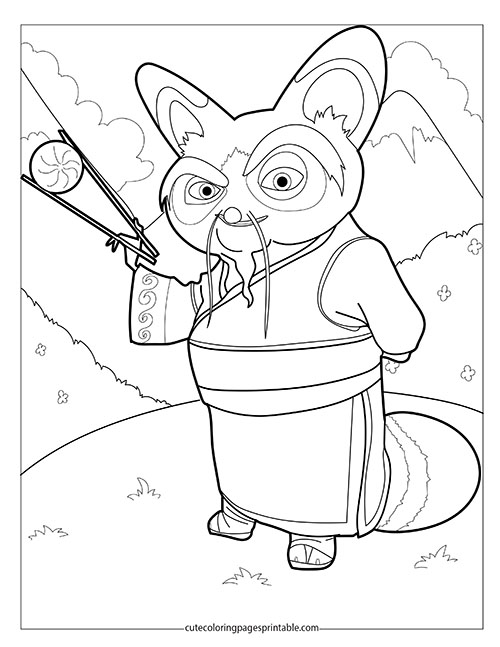 Kung Fu Panda Coloring Page Of Master Shifu Holding Chopsticks