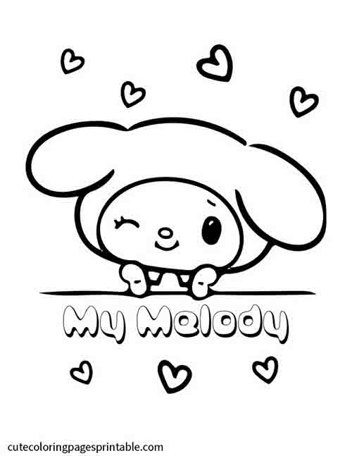 Sanrio Coloring Page Of Melody Smiling With Hearts
