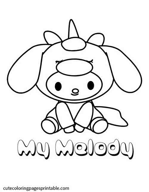 Melody Sitting With Eyes Gazing Sanrio Coloring Page