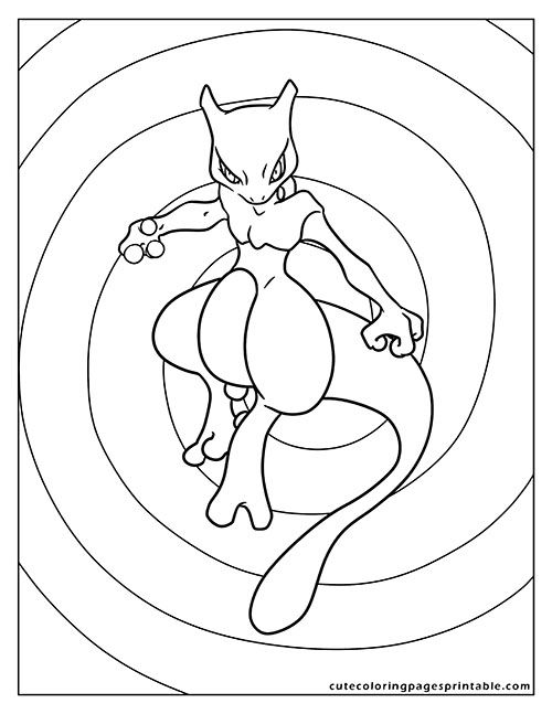 Pokemon Card Coloring Page Of Mewtwo Sitting