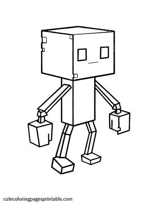 Coloring Page Of Minecraft Walking Robot
