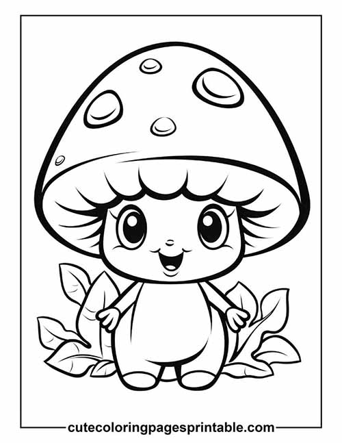 Coloring Page Of Mushroom Smiling