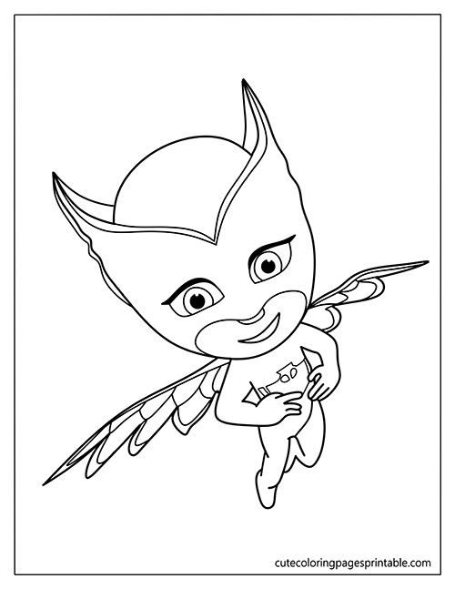 Pj Masks Coloring Page Of Owlette With Wings Holding A Star