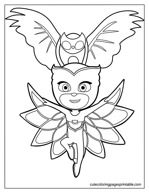 Owlette Flying With Wings Spread Pj Masks Coloring Page