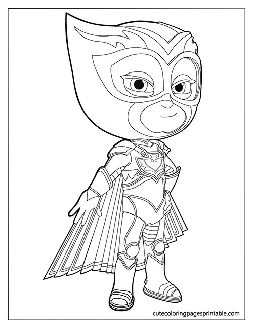 Pj Masks Coloring Page Of Owlette Standing With Cape