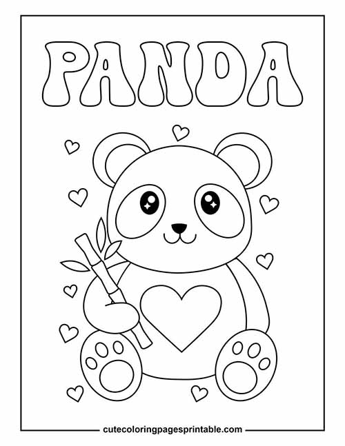 Panda Holding Bamboo Coloring Page