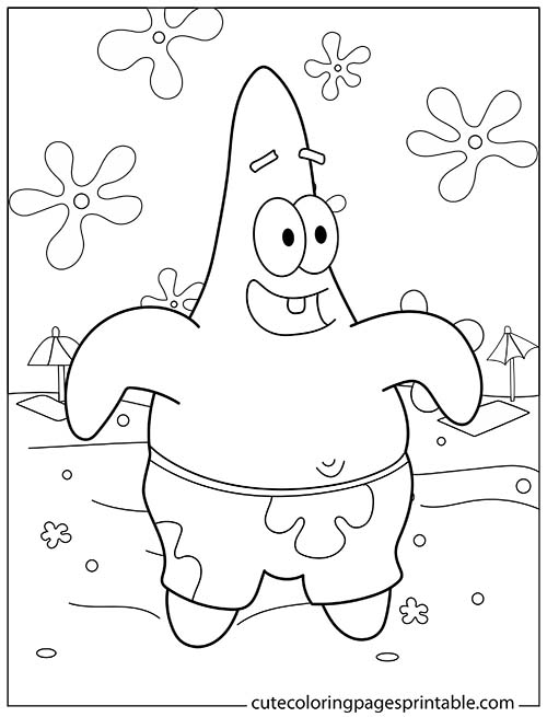Spongebob Squarepants Coloring Page Of Patrick Dancing With Umbrellas