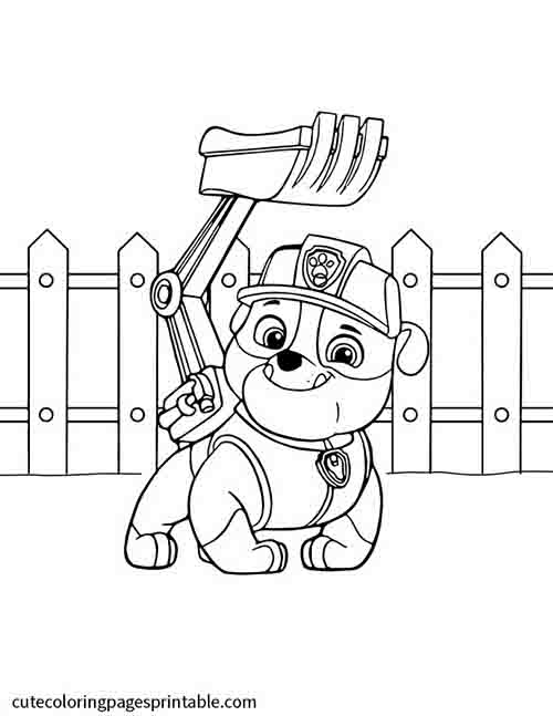 Coloring Page Of Paw Patrol With Wooden Fencing
