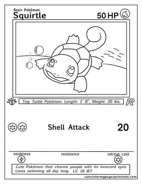Pokemon Card Squirtle Pokemon Coloring Page