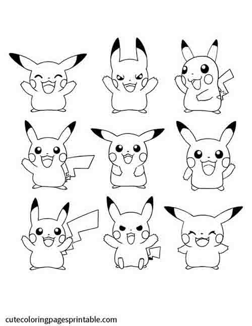 Pokemon Evolving With Friends Waving Coloring Page