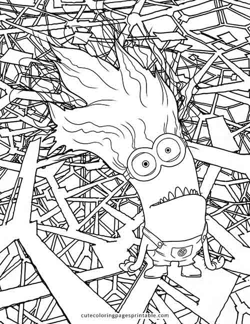 Despicable Me Coloring Page Of Purple Minion Falling Featuring King Bob