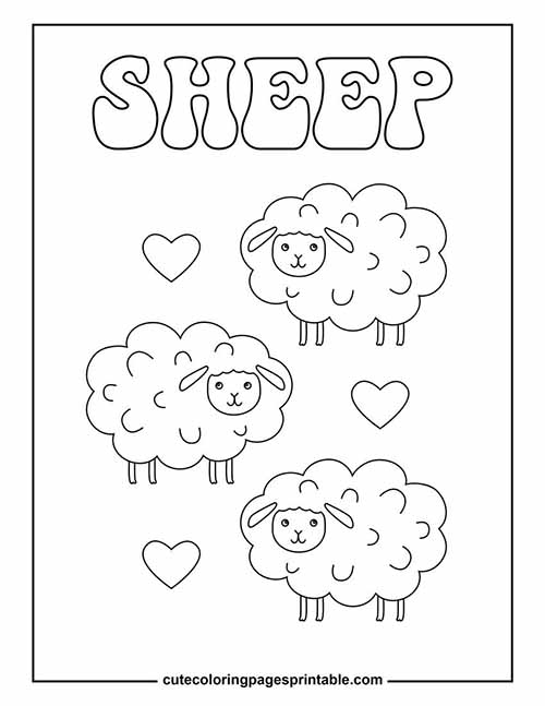 Sheep With Hearts Coloring Page