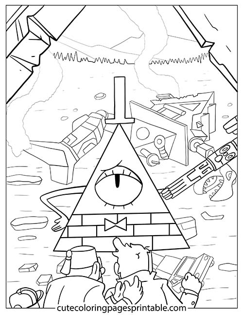 Bill Cipher Among Debris Gravity Falls Coloring Page Dipper