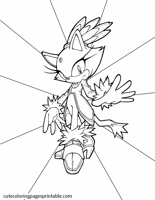 Blaze The Cat Grinning Sonic The Hedgehog Coloring Page