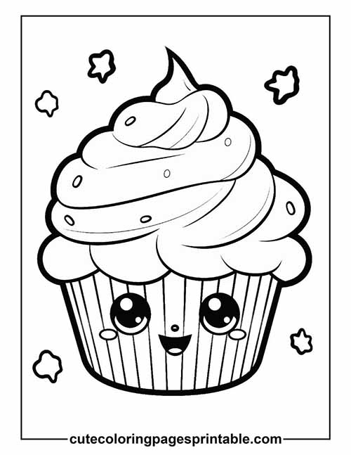 Cupcake With Strawberry Topping Coloring Page