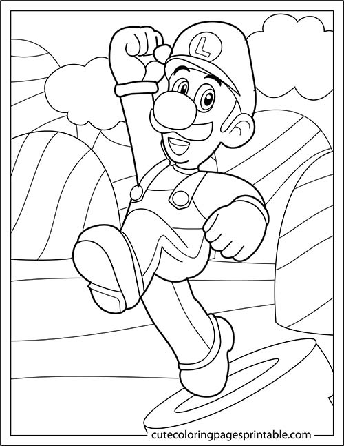 Luigi Jogging Super Mario Bros Coloring Page