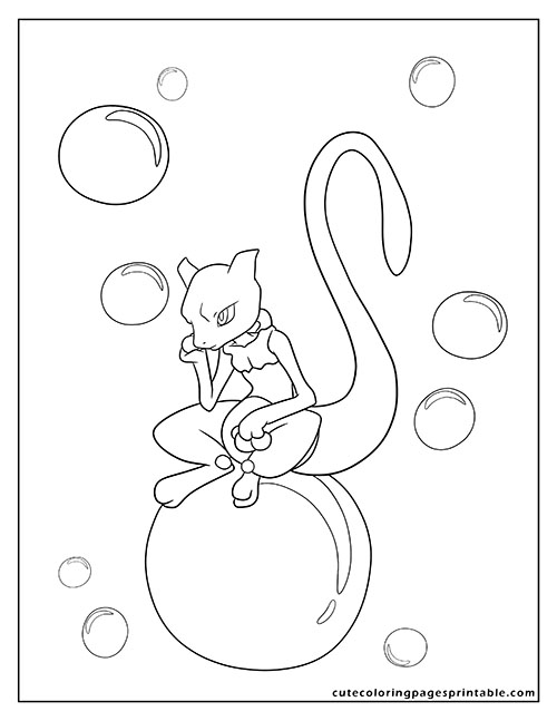 Mewtwo Sitting On A Sphere Pokemon Card Coloring Page