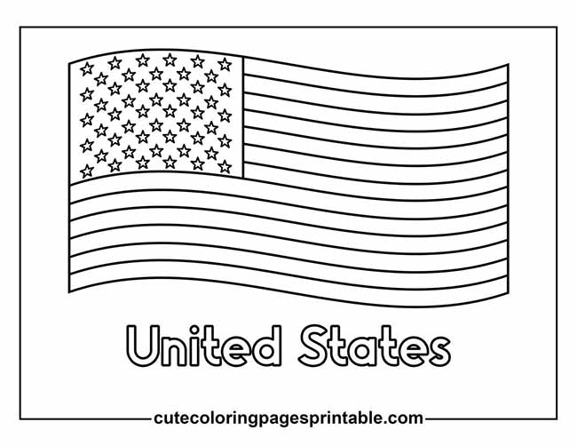 American Flag With Waving Stripes Coloring Page