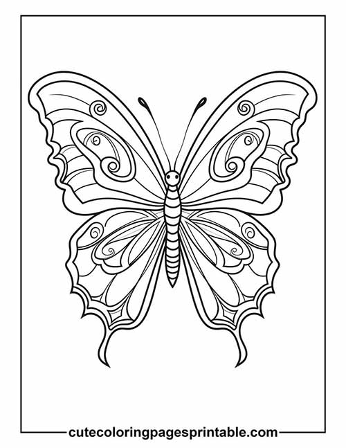 Butterfly Butterfly Resting With Swirling Designs Coloring Page