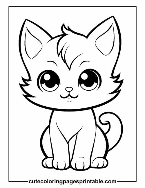 Cat Sitting Smiling Coloring Page