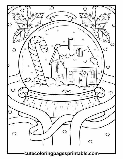 Christmas Globe With Holly Leaves Coloring Page