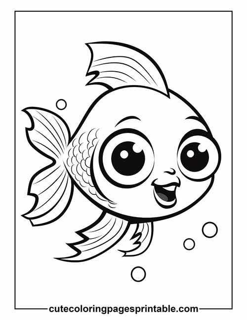 Fish Smiling With Bubbles Coloring Page
