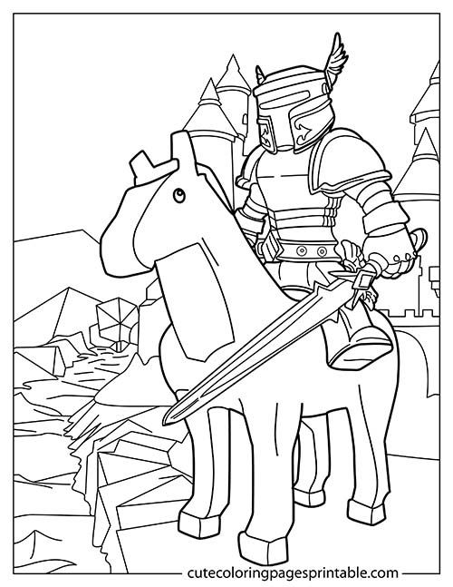 Knight Riding Horse Roblox Coloring Page