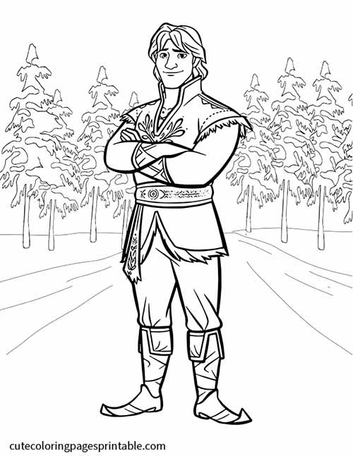 Kristoff Standing With Arms Crossing Frozen Coloring Page