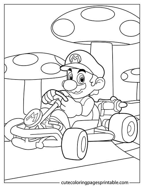 Mario Kart Racing With Mushrooms Super Mario Bros Coloring Page