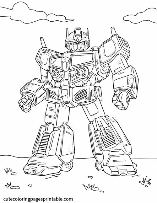 Optimus Prime With Clouds Transformers Coloring Page