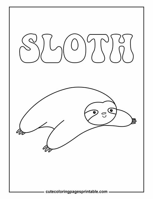 Sloth Lying Coloring Page