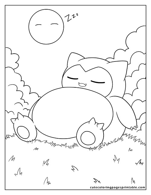 Snorlax Sleeping Peacefully Pokemon Card Coloring Page
