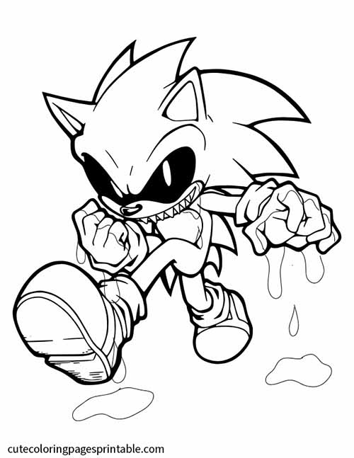 Sonic Exe Sprinting Sonic The Hedgehog Coloring Page