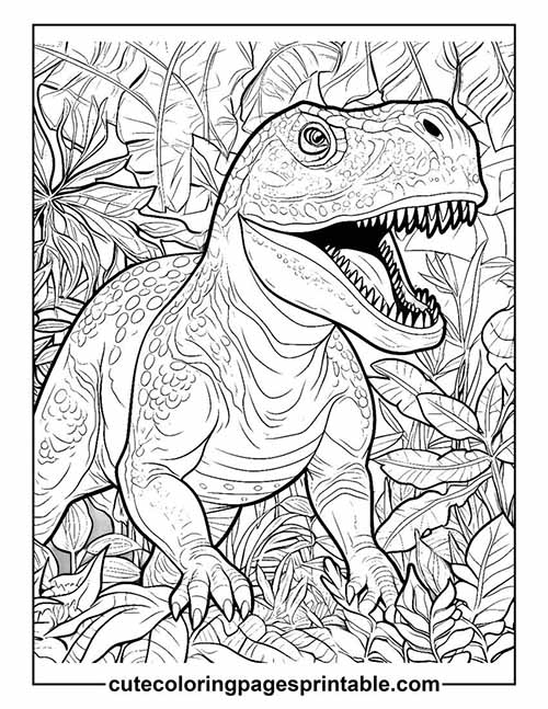 T Rex Roaring Coloring Page