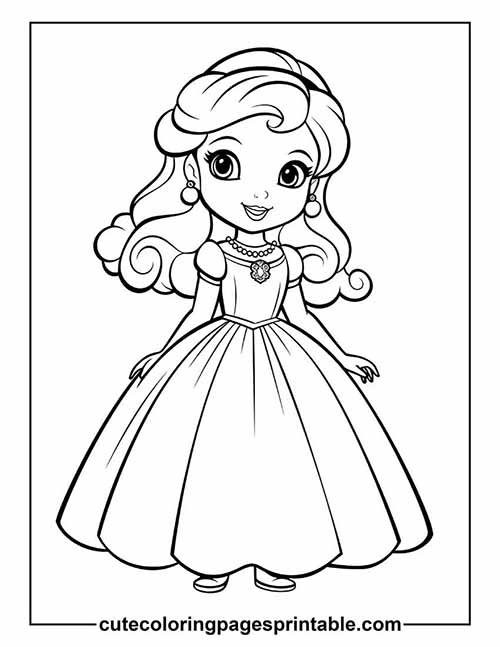 Princess Standing With Pearl Necklace Coloring Page
