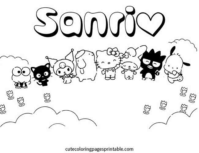 Sanrio With Hearts Soaring Coloring Page