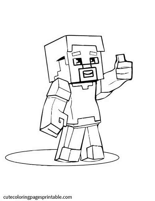 Steve Standing Thumbs Up Minecraft Coloring Page