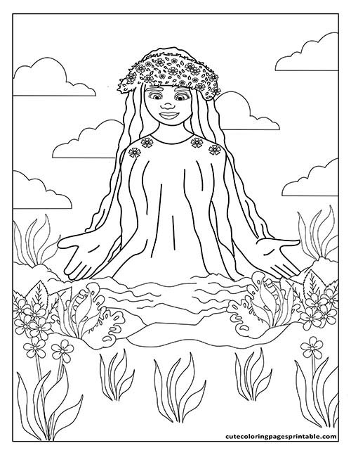 Te Fiti Sitting With Clouds Moana Coloring Page