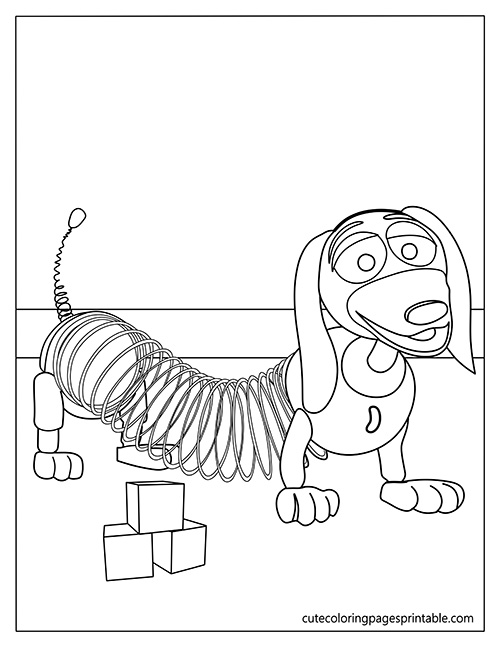 Toy Story Coloring Page Of Slinky Dog Stretching