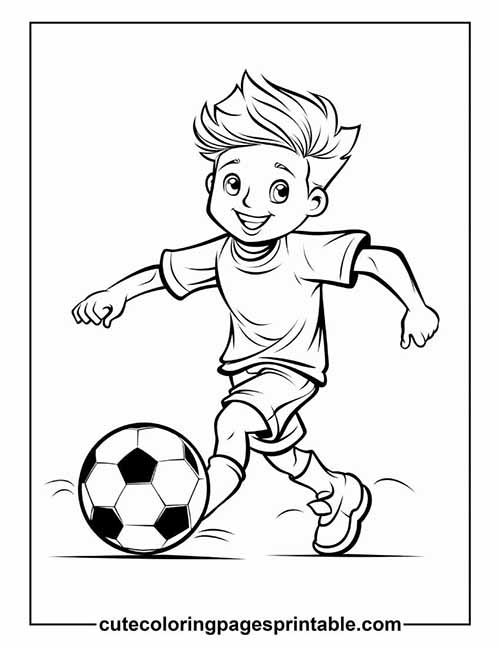 Soccer Boy Wearing Shorts Coloring Page