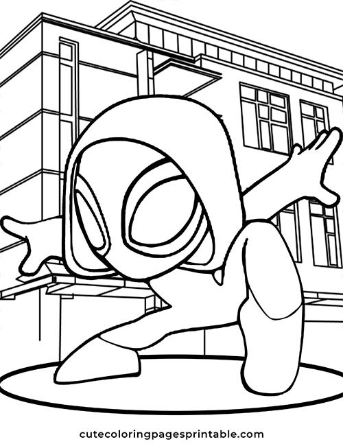 Avengers Coloring Page Of Spider Gwen Crouching