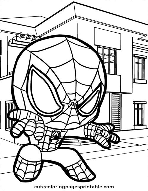 Avengers Coloring Page Of Spider Man Swinging With Buildings